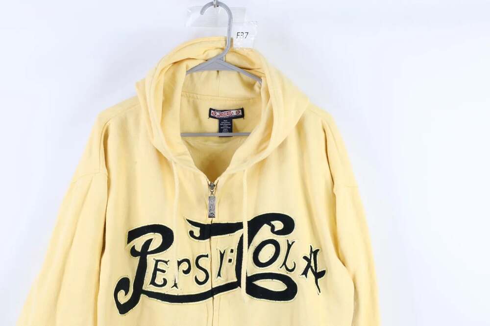 Vintage Pepsi-Cola Hoodie Zip Up Sweatshirt Big Logo Embroidery Streetwear XXL
